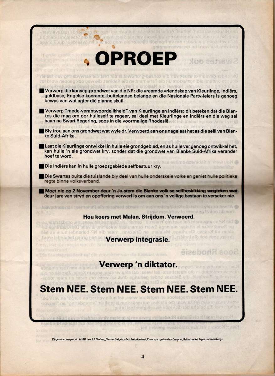 SOUTH AFRICA (1983 Referendum)