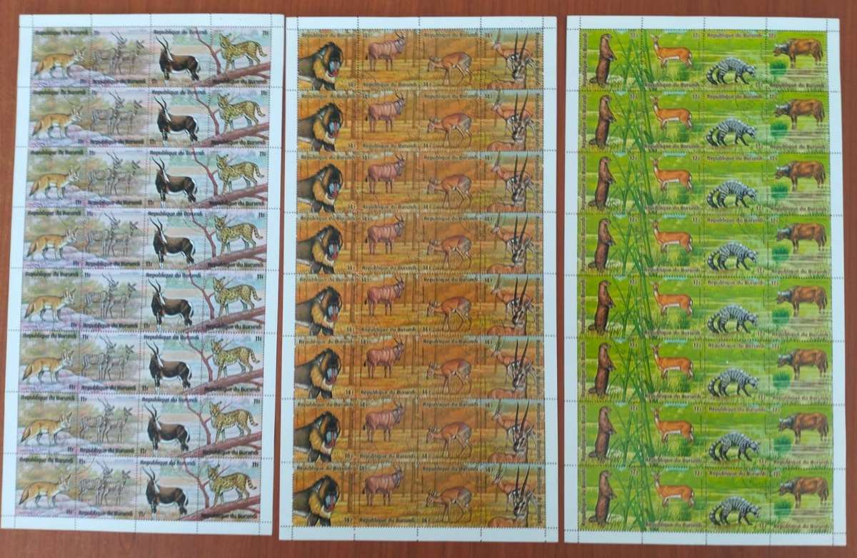 BURUNDI (1975 African Animals) x 12 Full sheets