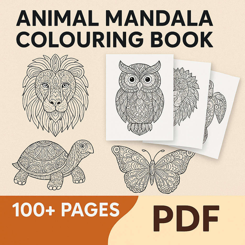 Animal Mandala Colouring Book - 100+ Printable Pages (PDF)