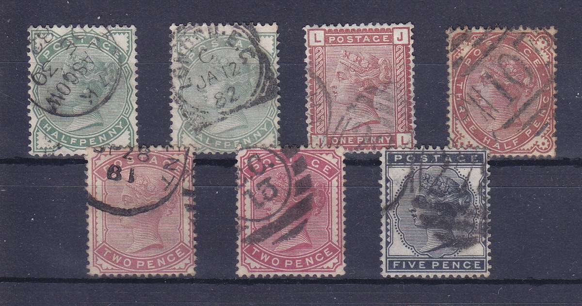 GREAT BRITAIN QUEEN VICTORIA 1880-1  FULL SET WITH ALL LISTED SHADES SG 164-169  SCARCE   CV R17500