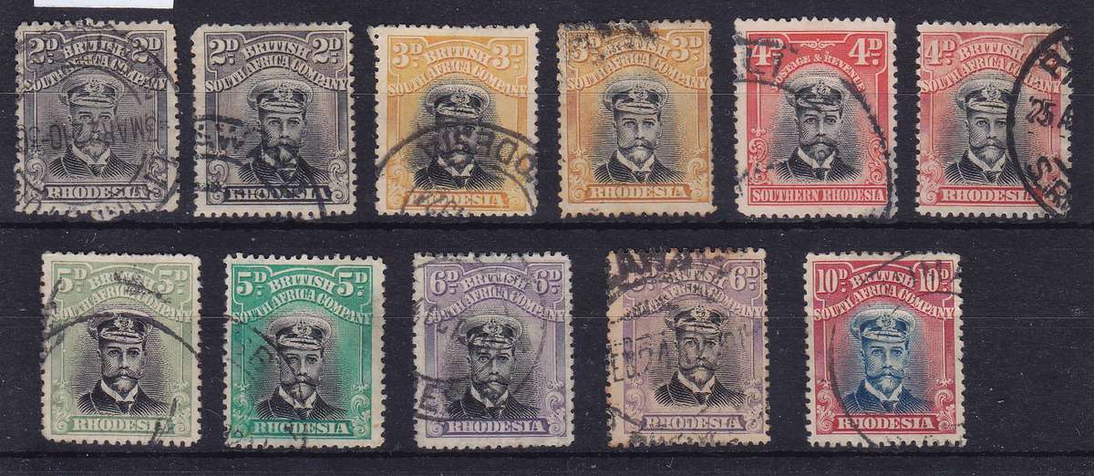 RHODESIA BSAC ADMIRALS DIE 111B SG 257-269 RANGE USED    CV R6200