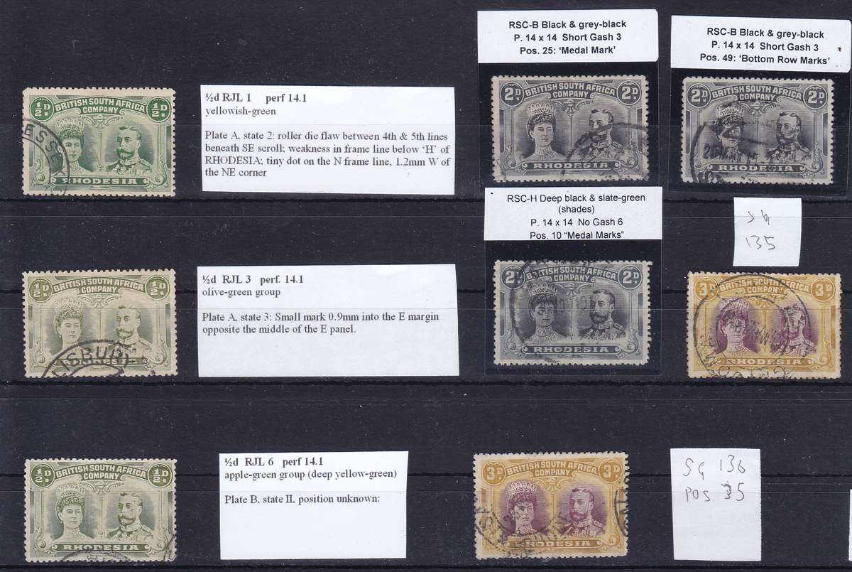 RHODESIA BSAC 1910 DOUBLE HEADS PERF 14 USED SPECIALIZED SELECTION  CV R3900