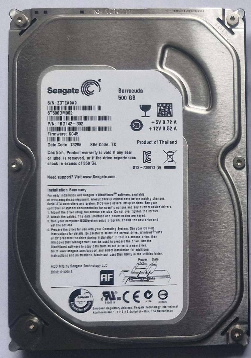 WD/Seagate/Toshiba 500GB Desktop Sata Hard Drive 3.5" - Pic for details