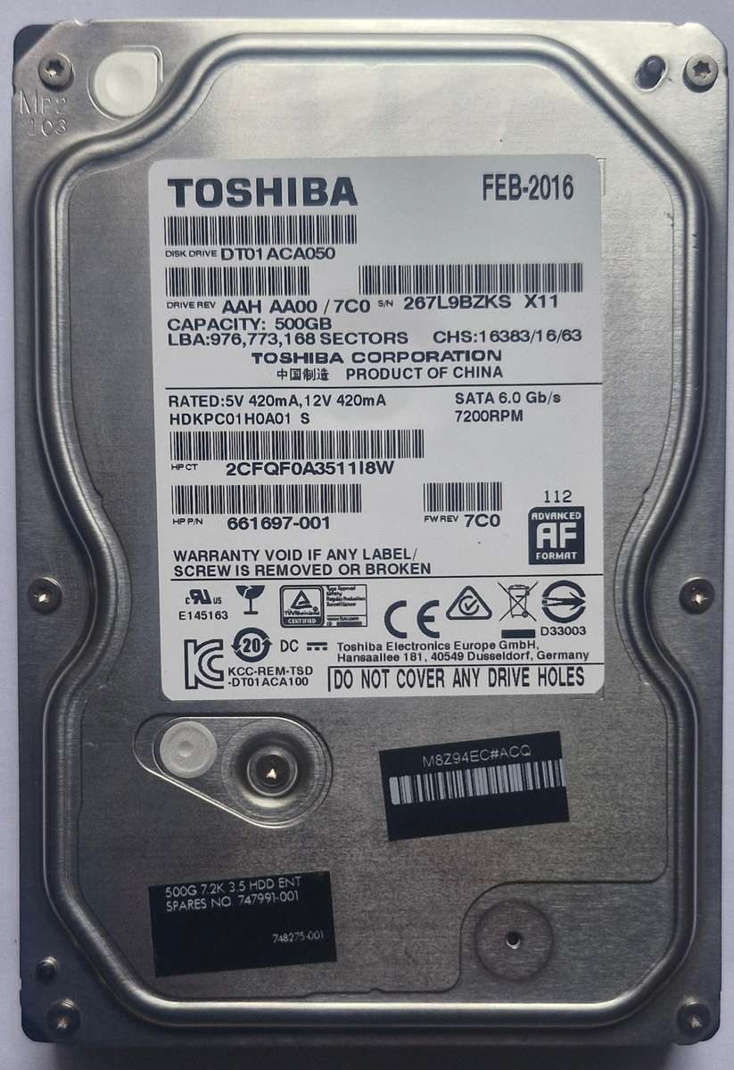 WD/Seagate/Toshiba 500GB Desktop Sata Hard Drive 3.5" - Pic for details
