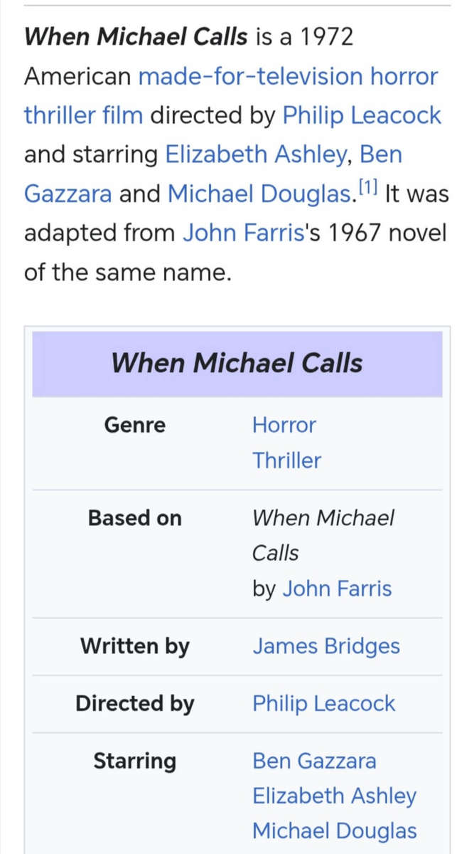 16mm Movie Reels In Case. " When Michael Calls " ( 1972)