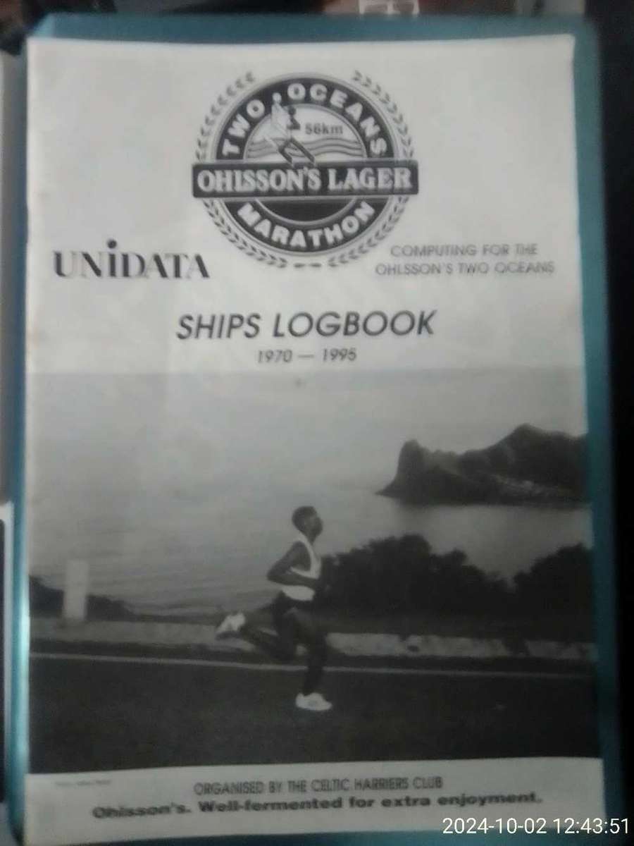 TWO OCEANS MARATHON 1970 - 1995 OHLSSON'S SHIPS LOG BOOK