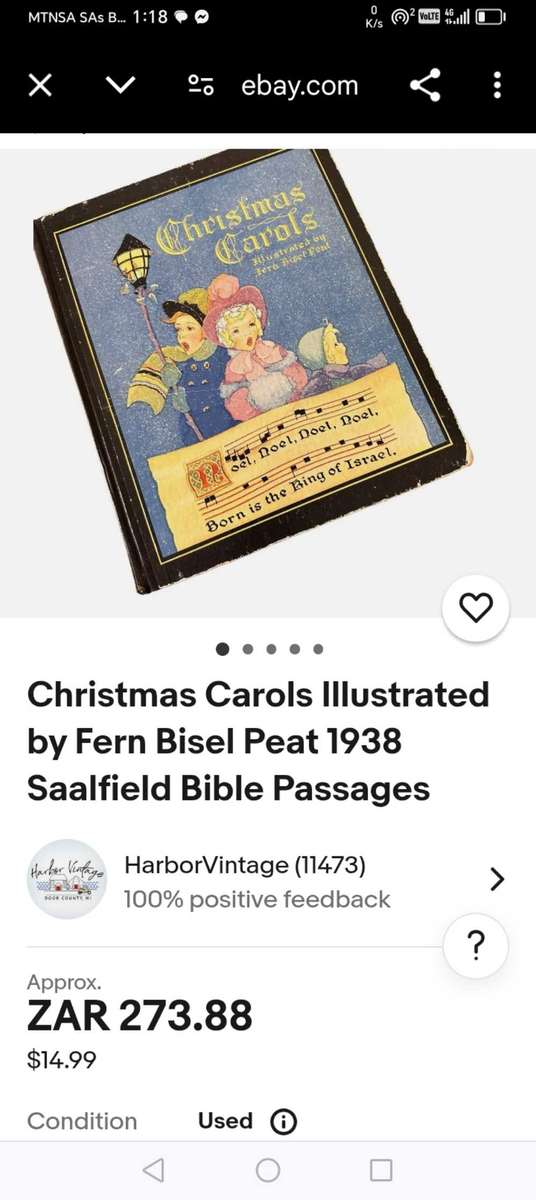 1937 / 1938 CHRISTMAS CAROLS ILLUSTRATED BY FERN BISEL PEAT