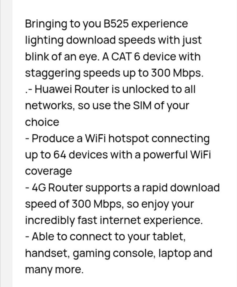HUAWEI WIRELESS ROUTER. MODEL : B525S