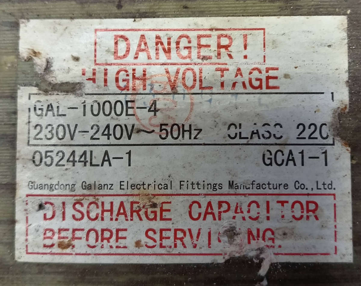 HIGH VOLTAGE MICROWAVE TRANSFORMER. GAL-1000E-4