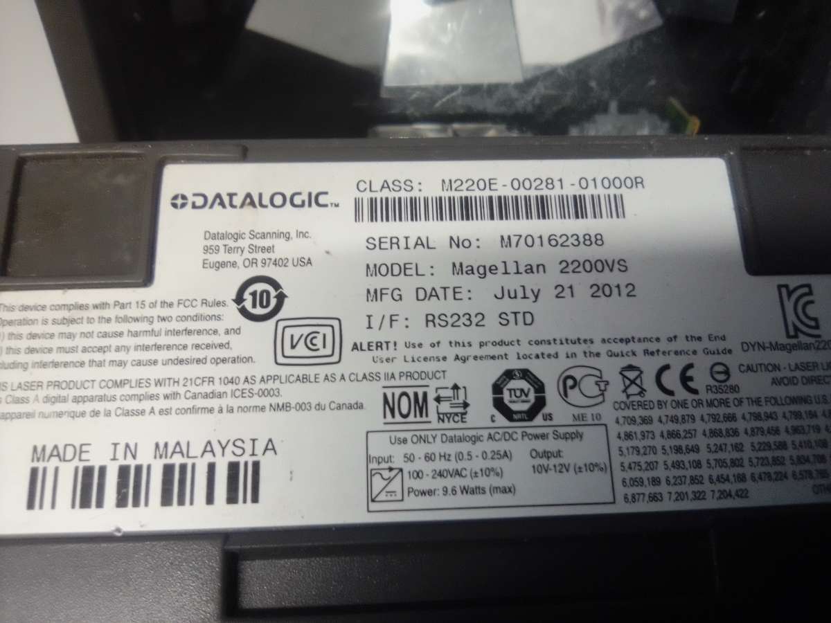 Datalogic Magellan 2200VS, RS-232 Scanners, Standard Counter Mount . ( Insurance Salvage )