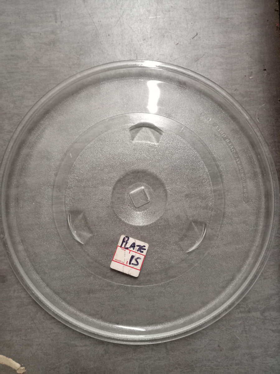 MICROWAVE OVEN GLASS TURNTABLE / PLATE. 380MM DIAMETER. SQUARE COUPLER.