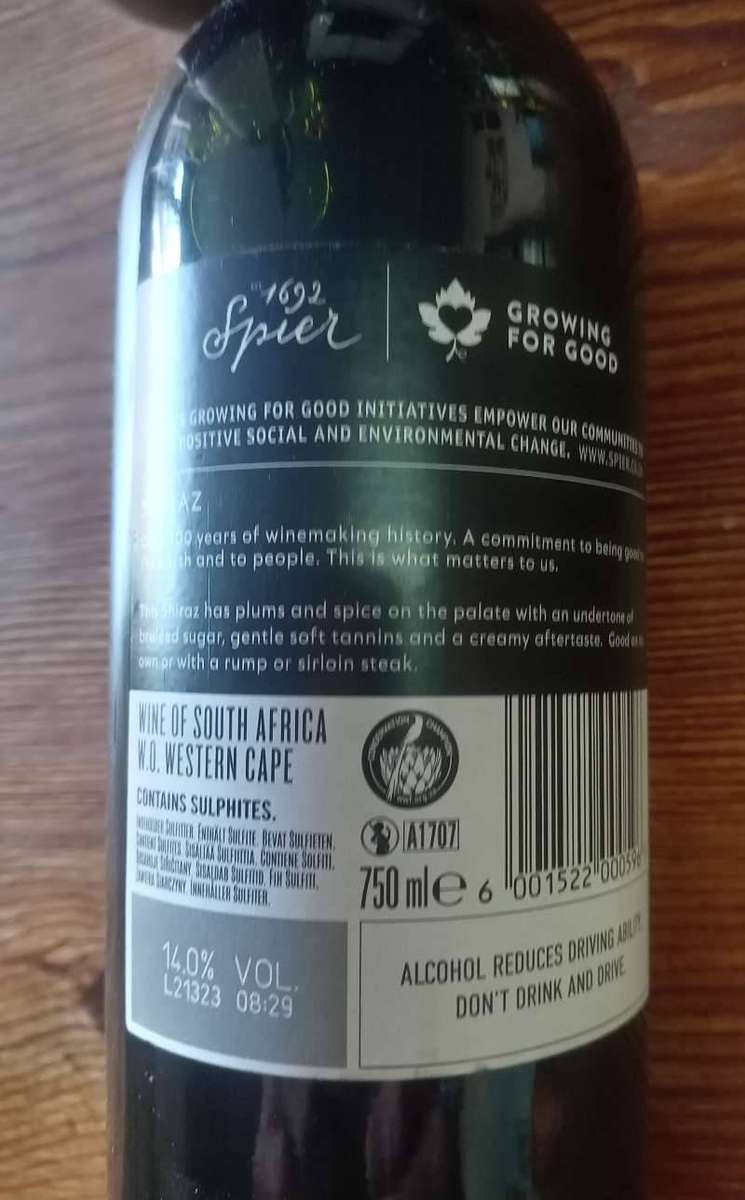 WINE : 2020 Spier Cabernet Sauvignon Merlot Shiraz & 2021 Spier Shiraz.