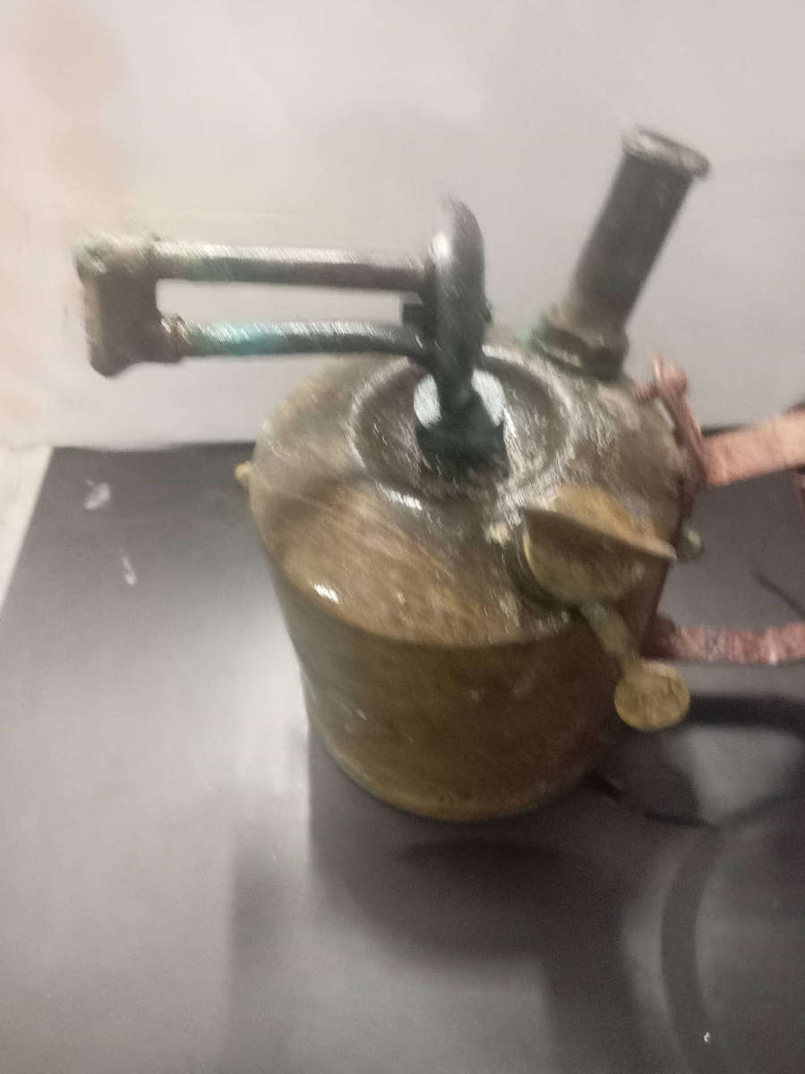 Set of 3 brass paraffin blow lamps for restoration