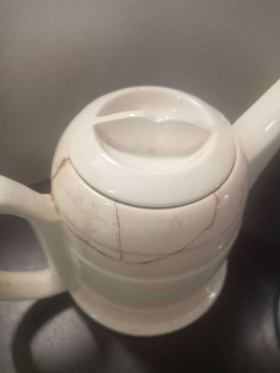 Vintage Art Deco Tea Set. Chromed Porcelain.