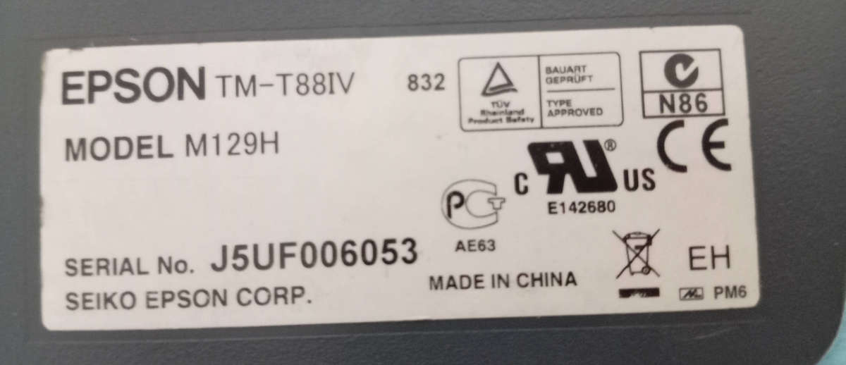 EPSON TM-T88IV RECEIPT PRINTER. MODEL M129H.
