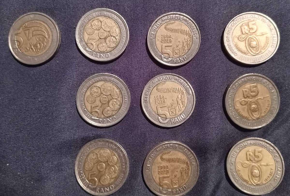 RSA COINS : 10 x R5 COMMEMORATIVE COINS