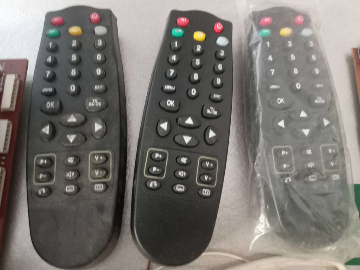 Electronic Components. PC Boards with various relays, capacitors etc. / Remote Controls