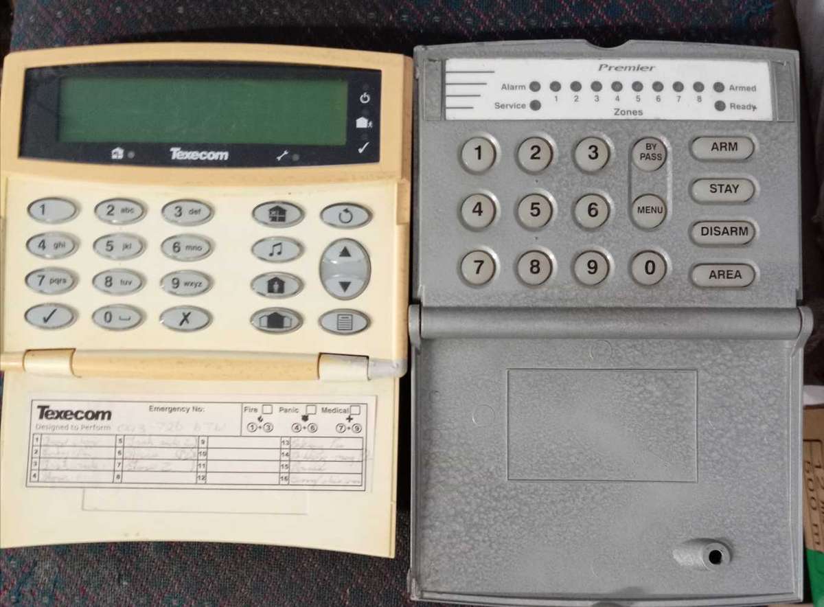 ALARM KEYPADS : TEXECOM AND PREMIER.