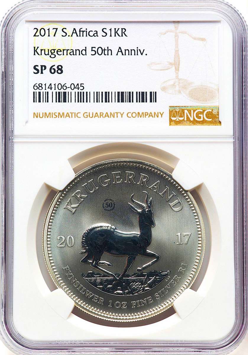 2017 SP-68 Gem 50th Annivers 1oz Silver Krugerrand-HYBRID-slightest imperfection-grab a bargain