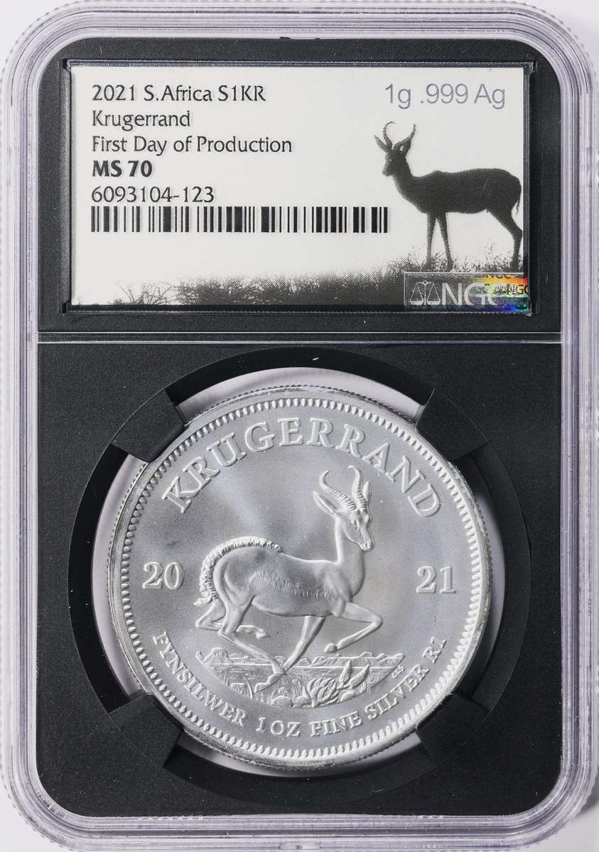 2021 MS-70 1oz S-Krugerrand-1st Day of Production (Silver Metal Label)