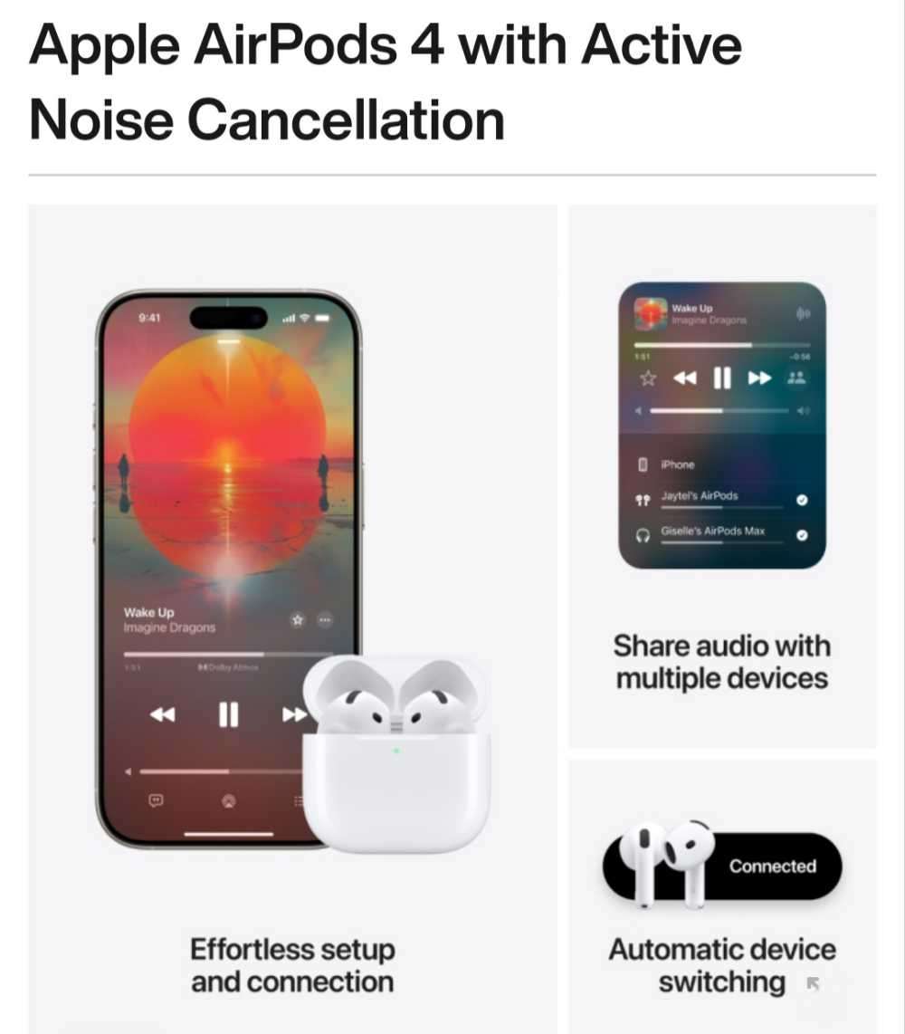 Apple Airpods 4 with Active noise cancelation