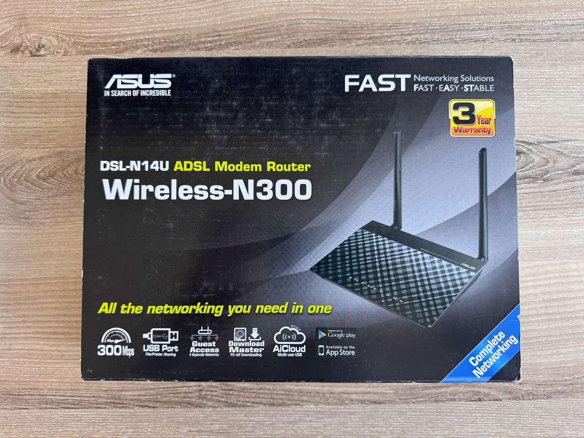ASUS DSL-N14U Wireless-N300 ADSL Modem Router  Brand New Open Box