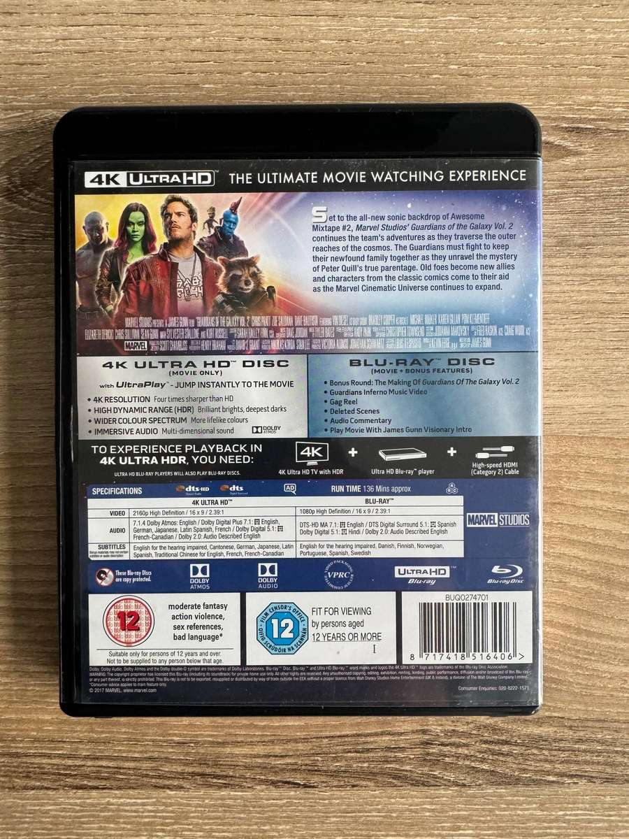 4K Ultra HD Guardians of the Galaxy Vol. 2 + Blu-ray Complete