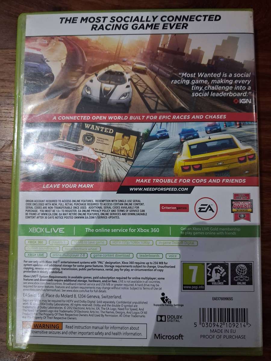Need for Speed Most Wanted for Xbox 360 (PAL, CIB)