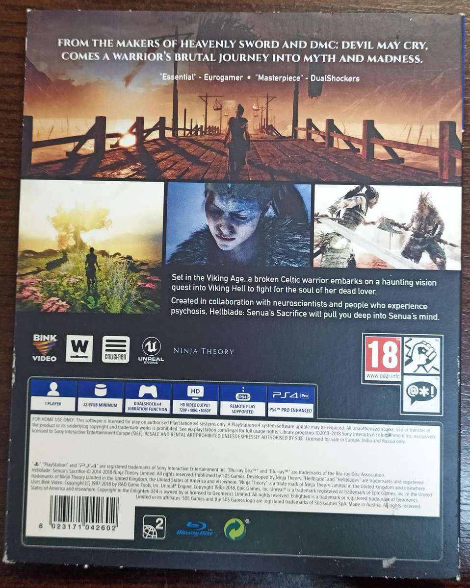 Hellblade Senua's Sacrifice for Ps4