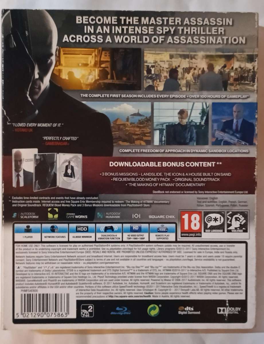 Hitman Steelbook Edition for PS4 (CIB)