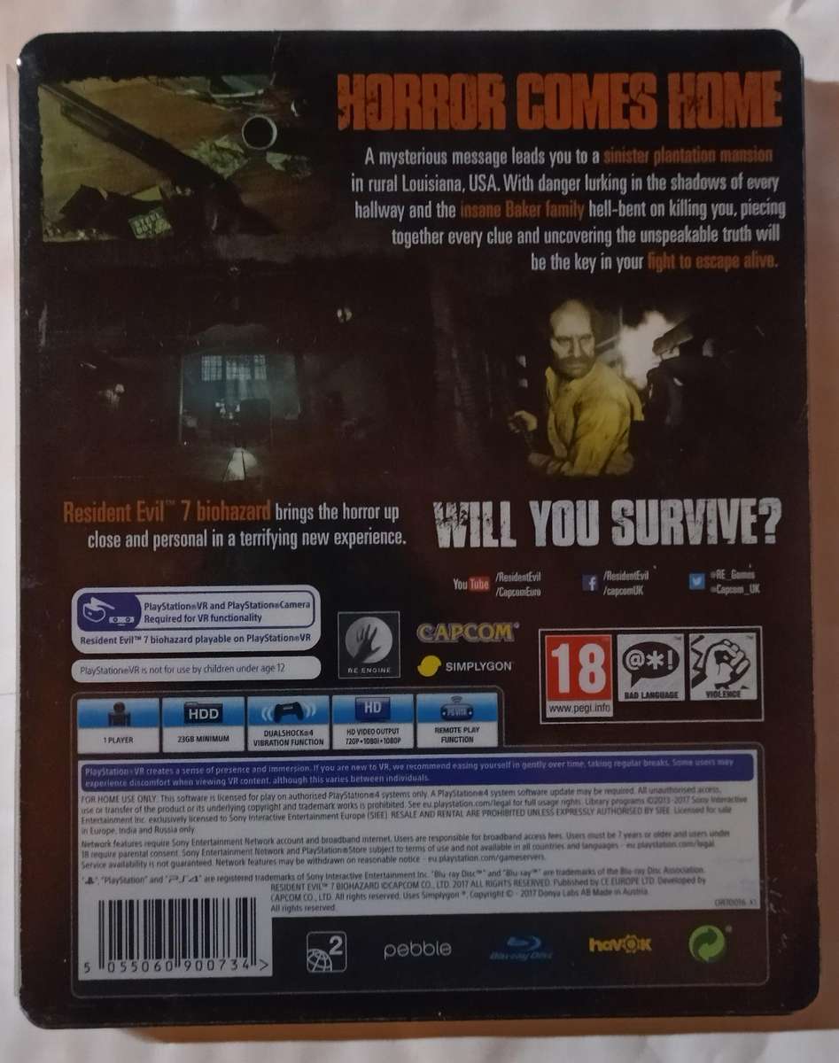Resident Evil 7 Steelbook for PS4 (CIB)
