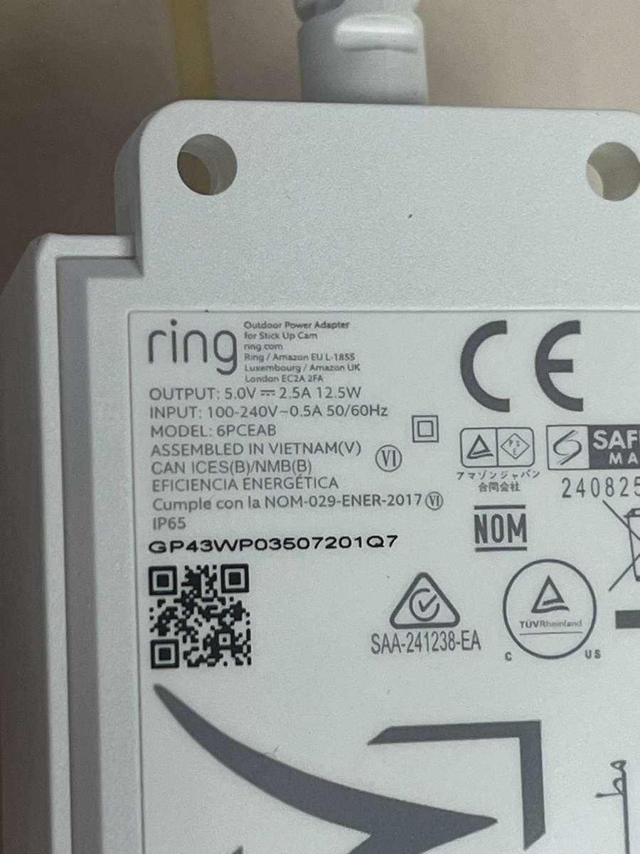 Ring indoor/outdoor power adapter for Ring Stick up Cam