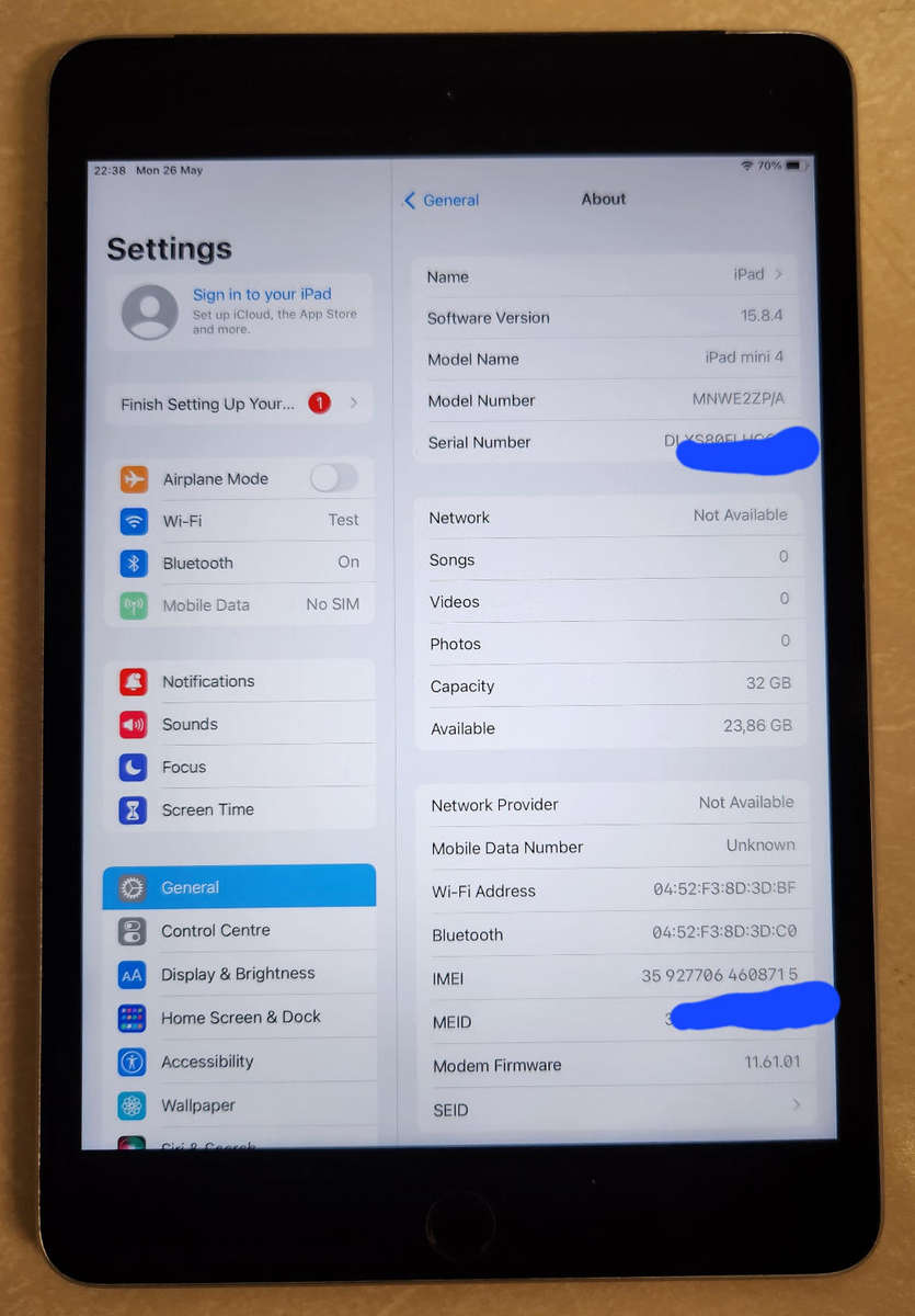 Ipad Mini 4 32Gb Wifi and Cellular (Touch faulty)