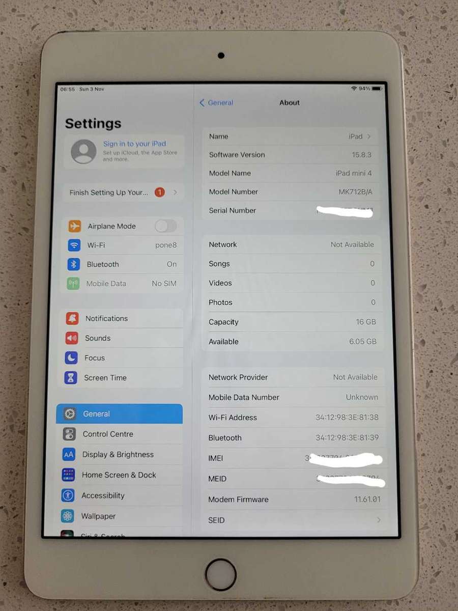 Ipad Mini 4 16Gb WiFi and Cellular