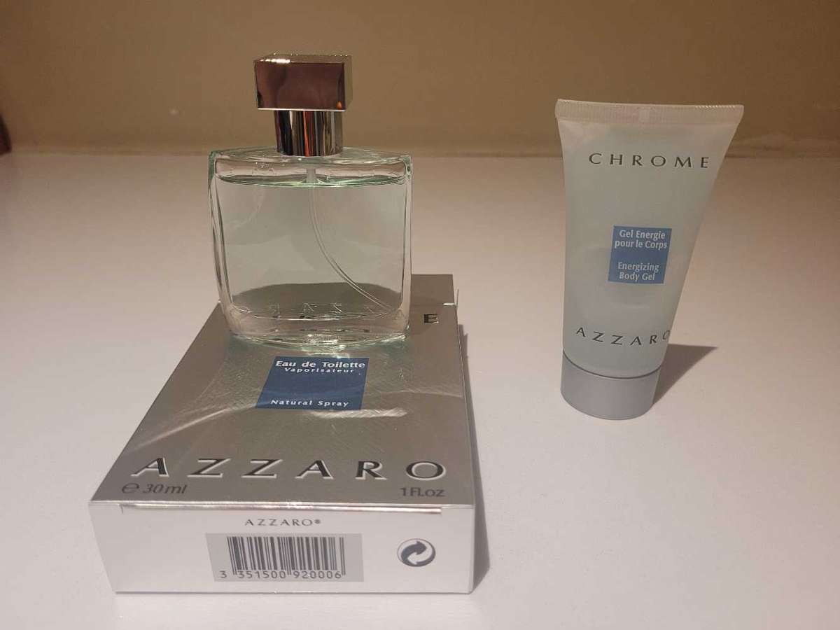 Azzaro Chrome -  Eau de toilette and Body Gel - gift set in toiletry bag