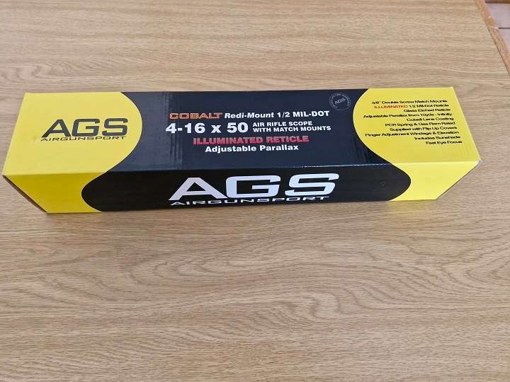 BRAND NEW ! Excellent AGS 4 x 16 x 50 Cobalt Air Rifle Scope ! Boxed !