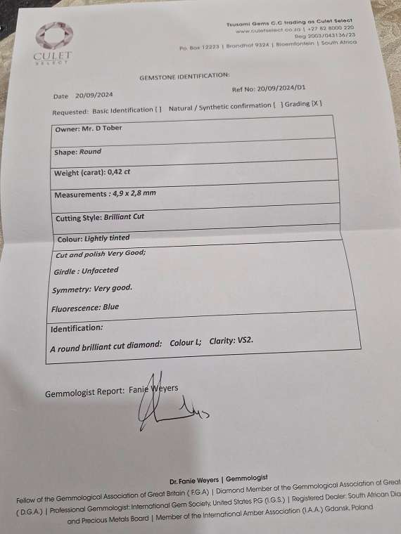 STUNNING ! Certified 0.42ct Natural Brilliant cut diamond !