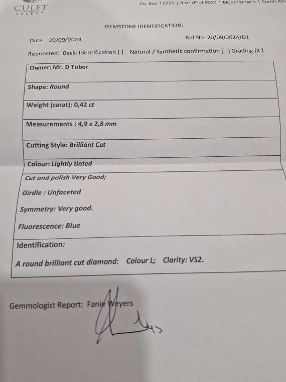 STUNNING ! Certified 0.42ct Natural Brilliant cut diamond !