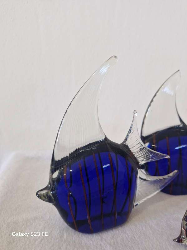 3 x MURANO Angel fish glass sculptures in 1 lot !