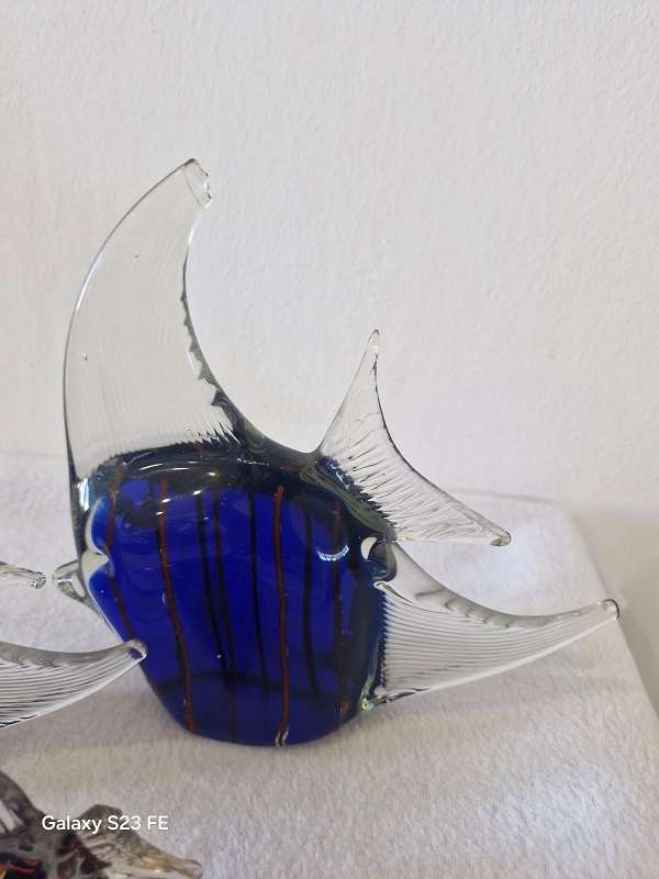 3 x MURANO Angel fish glass sculptures in 1 lot !