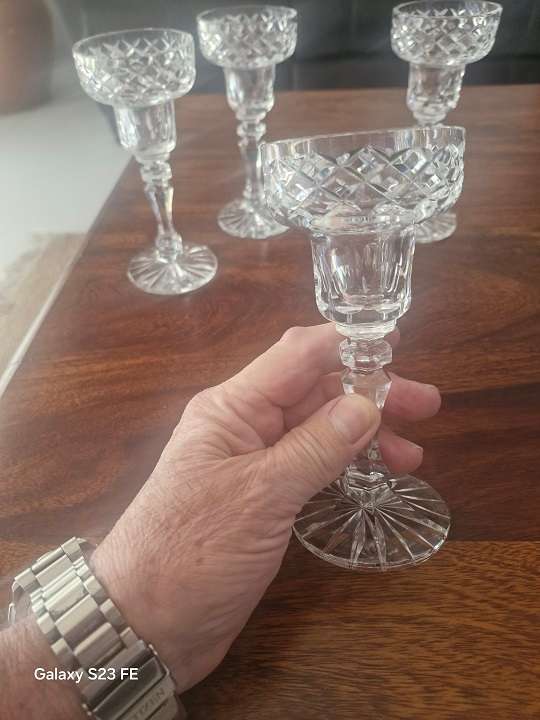 Exquisite Irish  TYRONE Hand Cut Crystal candle sticks x 4 !!