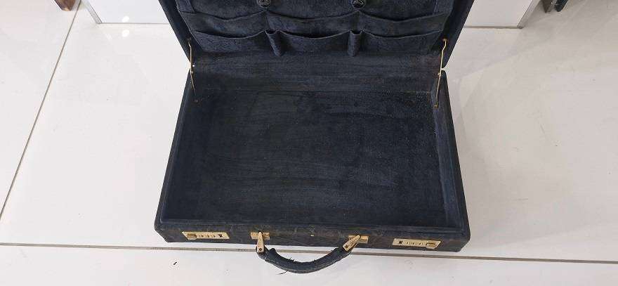 RARE FIND ! Vintage Elephant hide Briefcase with Swiss Amiet locks !