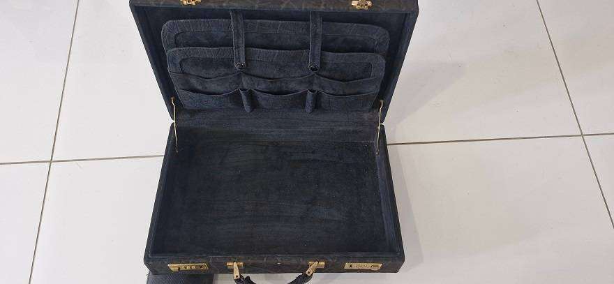 RARE FIND ! Vintage Elephant hide Briefcase with Swiss Amiet locks !
