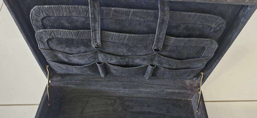 RARE FIND ! Vintage Elephant hide Briefcase with Swiss Amiet locks !
