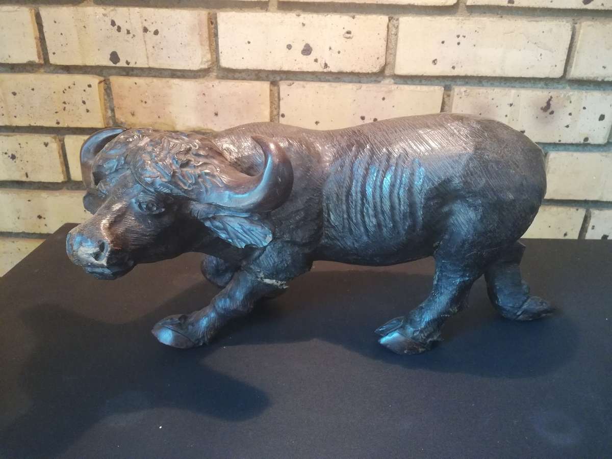 African Buffalo Hand Carved in Heavy wood