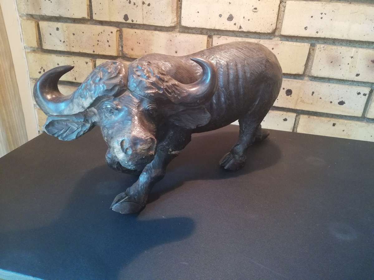 African Buffalo Hand Carved in Heavy wood