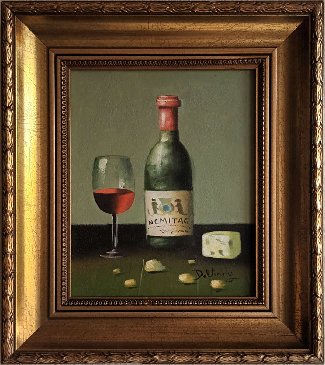 wine still life oil painting