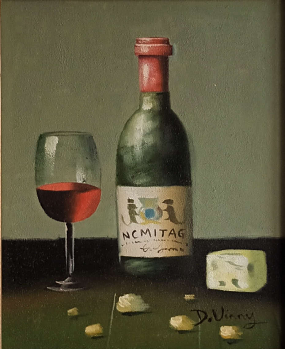 wine still life oil painting