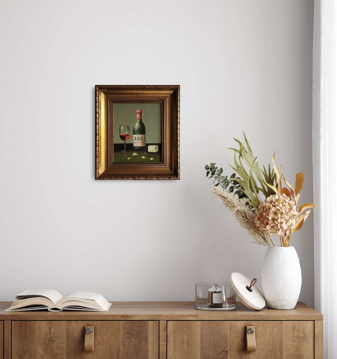 wine still life oil painting