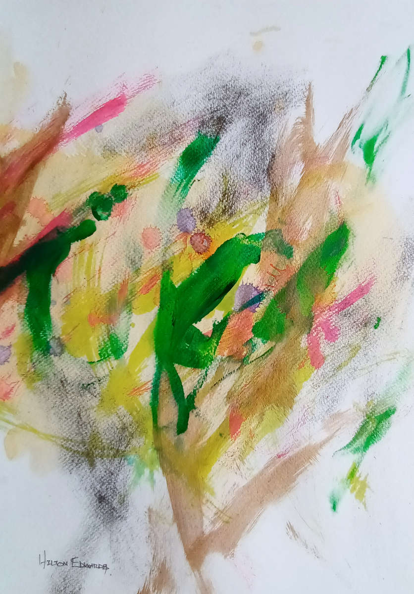 set of three - frog on skateboard oil painting